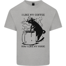Black Cat Halloween Funny Coffee Mens Cotton T-Shirt Tee Top Sports Grey