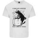 Black Cat Halloween Funny Coffee Mens Cotton T-Shirt Tee Top White