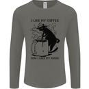 Black Cat Halloween Funny Coffee Mens Long Sleeve T-Shirt Charcoal