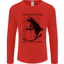 Black Cat Halloween Funny Coffee Mens Long Sleeve T-Shirt Red
