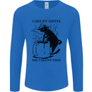 Black Cat Halloween Funny Coffee Mens Long Sleeve T-Shirt Royal Blue