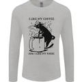 Black Cat Halloween Funny Coffee Mens Long Sleeve T-Shirt Sports Grey