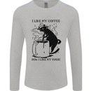 Black Cat Halloween Funny Coffee Mens Long Sleeve T-Shirt Sports Grey