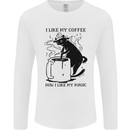 Black Cat Halloween Funny Coffee Mens Long Sleeve T-Shirt White