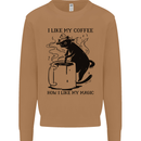 Black Cat Halloween Funny Coffee Mens Sweatshirt Jumper Caramel Latte