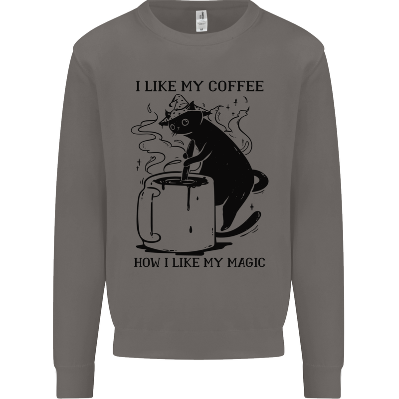 Black Cat Halloween Funny Coffee Mens Sweatshirt Jumper Charcoal