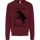 Black Cat Halloween Funny Coffee Mens Sweatshirt Jumper Maroon
