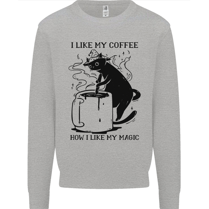 Black Cat Halloween Funny Coffee Mens Sweatshirt Jumper Sports Grey