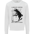 Black Cat Halloween Funny Coffee Mens Sweatshirt Jumper White