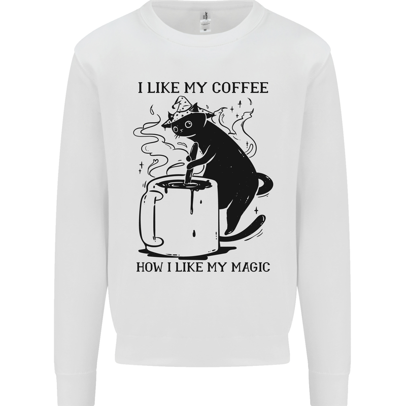 Black Cat Halloween Funny Coffee Mens Sweatshirt Jumper White