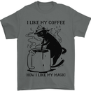 Black Cat Halloween Funny Coffee Mens T-Shirt 100% Cotton Charcoal