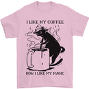 Black Cat Halloween Funny Coffee Mens T-Shirt 100% Cotton Light Pink