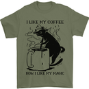 Black Cat Halloween Funny Coffee Mens T-Shirt 100% Cotton Military Green