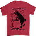 Black Cat Halloween Funny Coffee Mens T-Shirt 100% Cotton Red