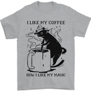 Black Cat Halloween Funny Coffee Mens T-Shirt 100% Cotton Sports Grey