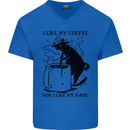 Black Cat Halloween Funny Coffee Mens V-Neck Cotton T-Shirt Royal Blue