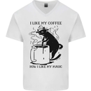 Black Cat Halloween Funny Coffee Mens V-Neck Cotton T-Shirt White