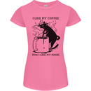 Black Cat Halloween Funny Coffee Womens Petite Cut T-Shirt Azalea