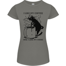 Black Cat Halloween Funny Coffee Womens Petite Cut T-Shirt Charcoal
