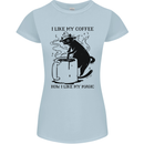 Black Cat Halloween Funny Coffee Womens Petite Cut T-Shirt Light Blue