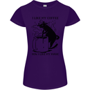 Black Cat Halloween Funny Coffee Womens Petite Cut T-Shirt Purple