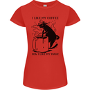 Black Cat Halloween Funny Coffee Womens Petite Cut T-Shirt Red