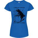 Black Cat Halloween Funny Coffee Womens Petite Cut T-Shirt Royal Blue