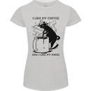 Black Cat Halloween Funny Coffee Womens Petite Cut T-Shirt Sports Grey