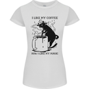 Black Cat Halloween Funny Coffee Womens Petite Cut T-Shirt White
