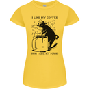 Black Cat Halloween Funny Coffee Womens Petite Cut T-Shirt Yellow