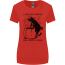 Black Cat Halloween Funny Coffee Womens Wider Cut T-Shirt Red
