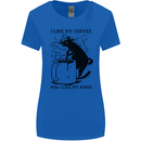 Black Cat Halloween Funny Coffee Womens Wider Cut T-Shirt Royal Blue