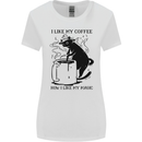 Black Cat Halloween Funny Coffee Womens Wider Cut T-Shirt White