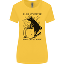 Black Cat Halloween Funny Coffee Womens Wider Cut T-Shirt Yellow
