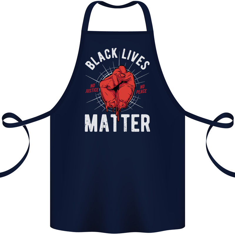 Black Lives Matter Cotton Apron 100% Organic Navy Blue
