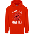 Black Lives Matter Mens 80% Cotton Hoodie Bright Red