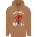 Black Lives Matter Mens 80% Cotton Hoodie Caramel Latte
