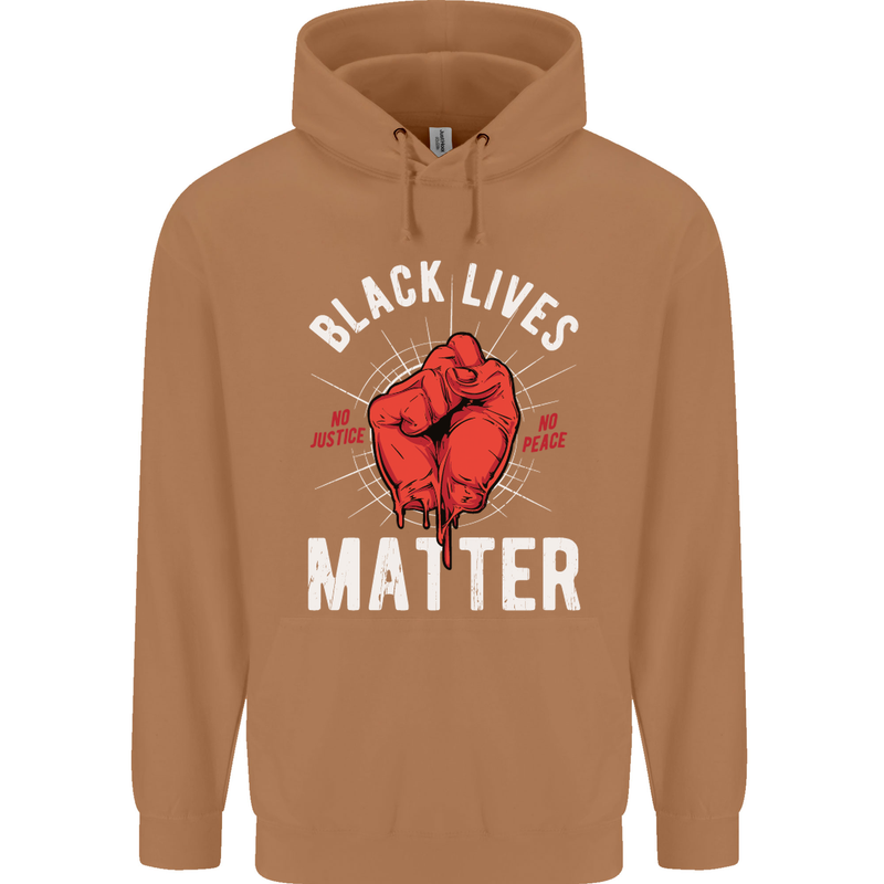 Black Lives Matter Mens 80% Cotton Hoodie Caramel Latte