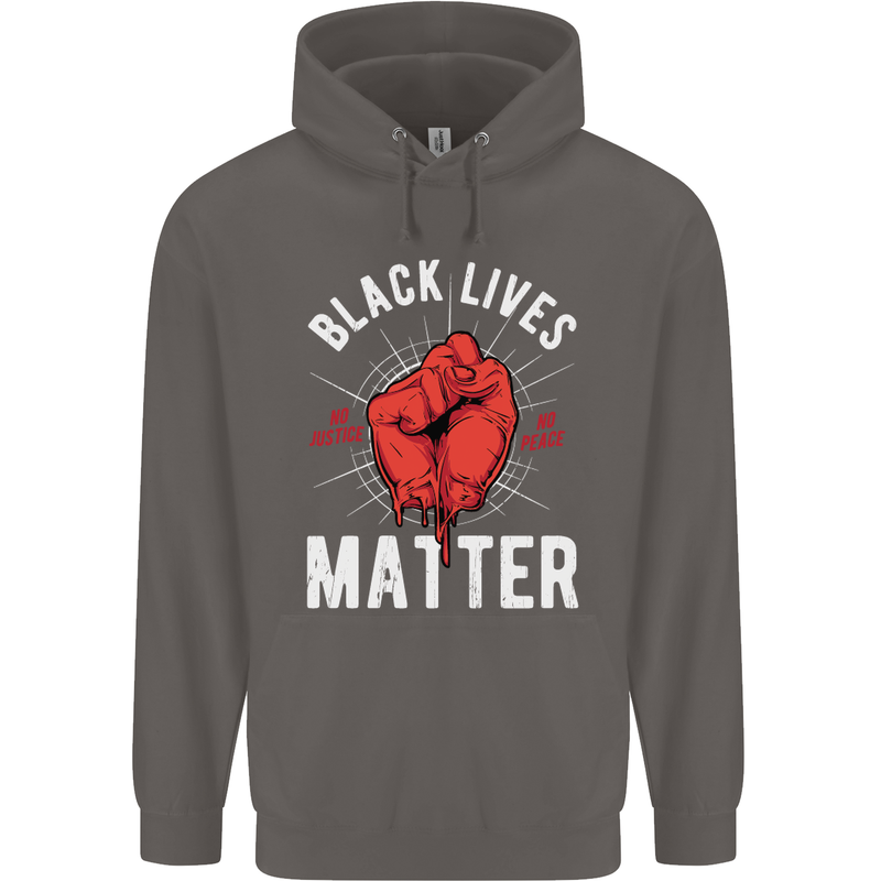 Black Lives Matter Mens 80% Cotton Hoodie Charcoal