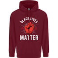 Black Lives Matter Mens 80% Cotton Hoodie Maroon