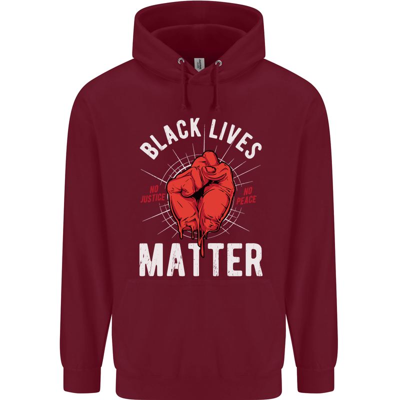 Black Lives Matter Mens 80% Cotton Hoodie Maroon