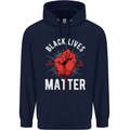 Black Lives Matter Mens 80% Cotton Hoodie Navy Blue
