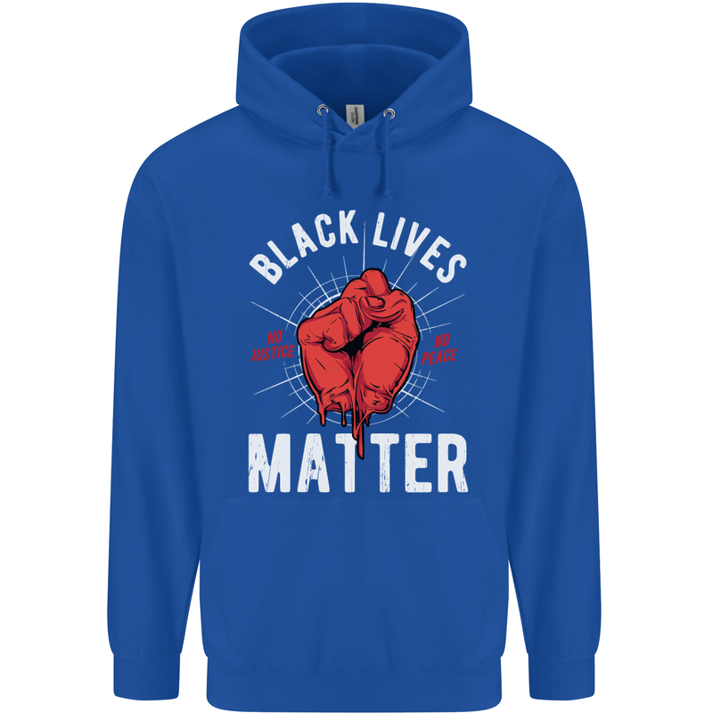 Black Lives Matter Mens 80% Cotton Hoodie Royal Blue