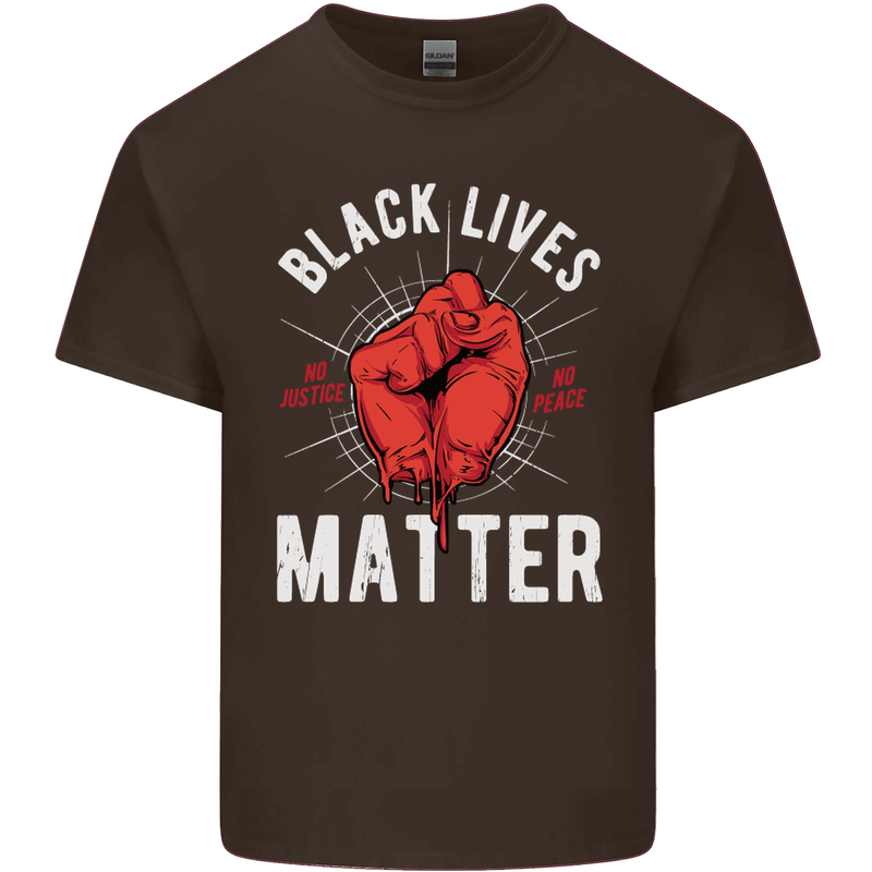 Black Lives Matter Mens Cotton T-Shirt Tee Top Dark Chocolate