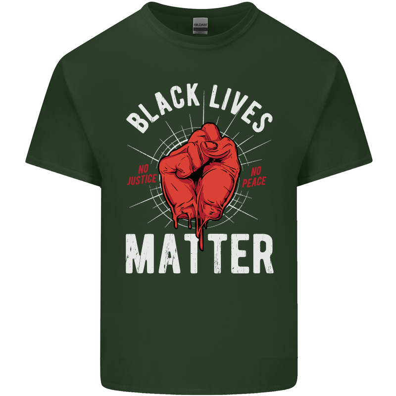 Black Lives Matter Mens Cotton T-Shirt Tee Top Forest Green
