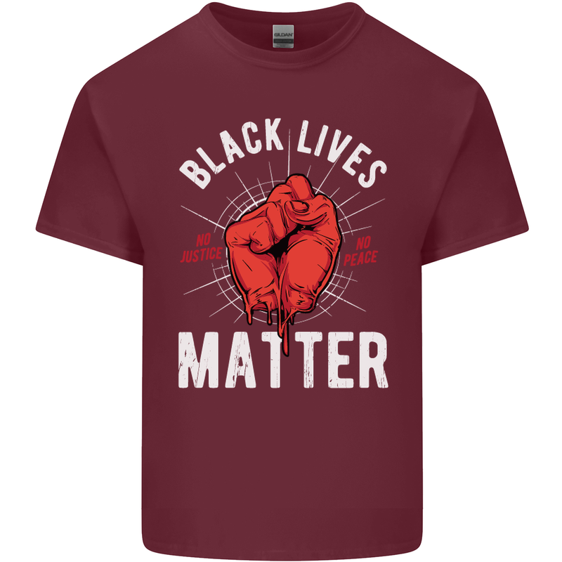 Black Lives Matter Mens Cotton T-Shirt Tee Top Maroon