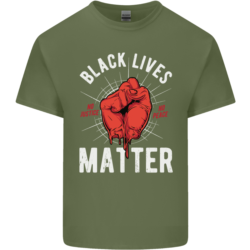 Black Lives Matter Mens Cotton T-Shirt Tee Top Military Green