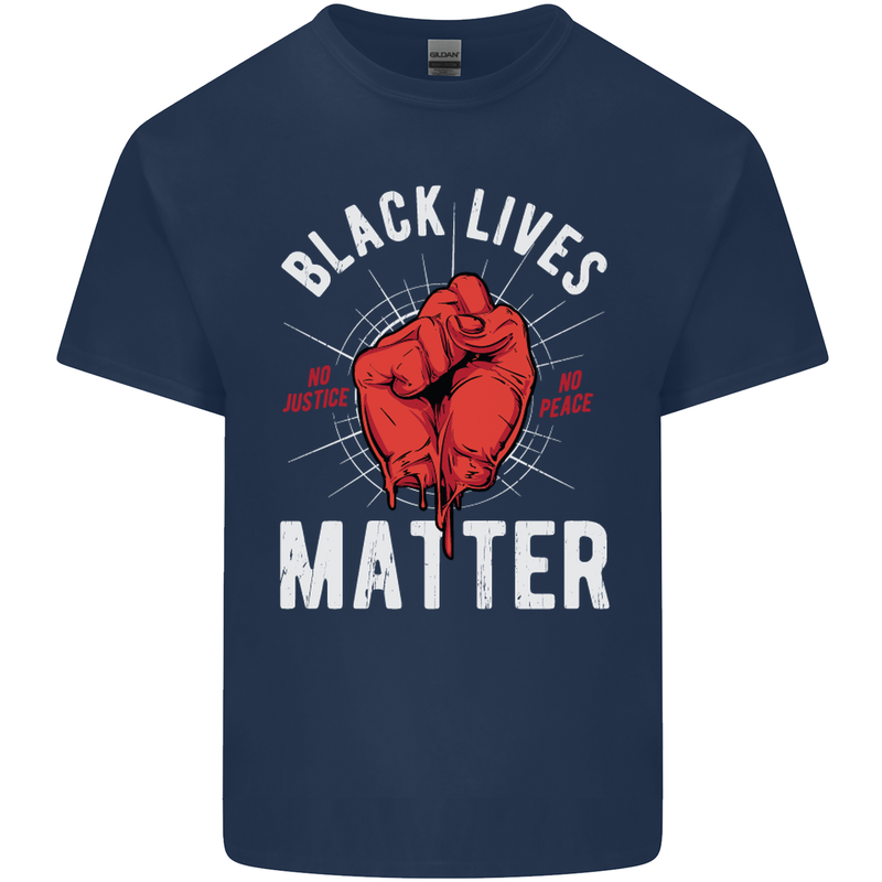 Black Lives Matter Mens Cotton T-Shirt Tee Top Navy Blue