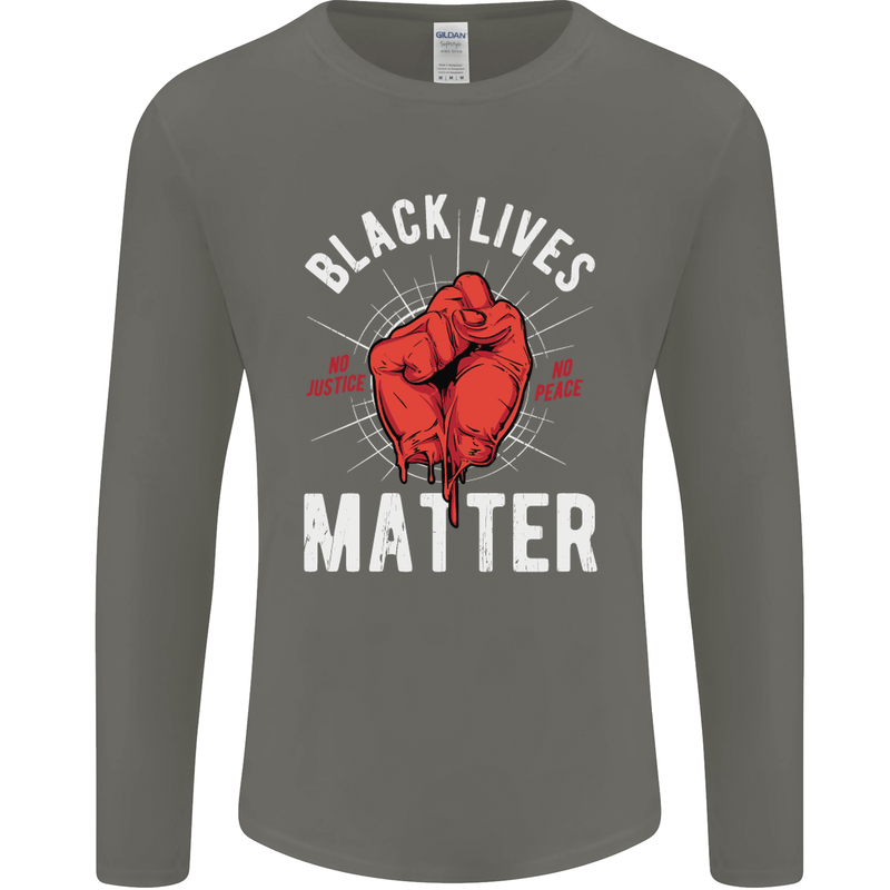 Black Lives Matter Mens Long Sleeve T-Shirt Charcoal
