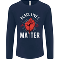 Black Lives Matter Mens Long Sleeve T-Shirt Navy Blue